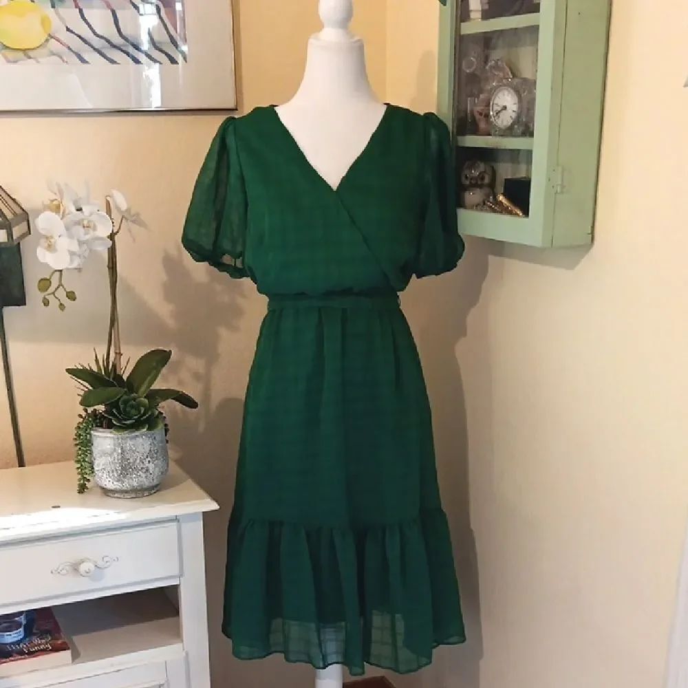 Ryan Michelle Elegant Green Dress. Romcom. Coquette.